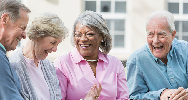 Seniors laughing together