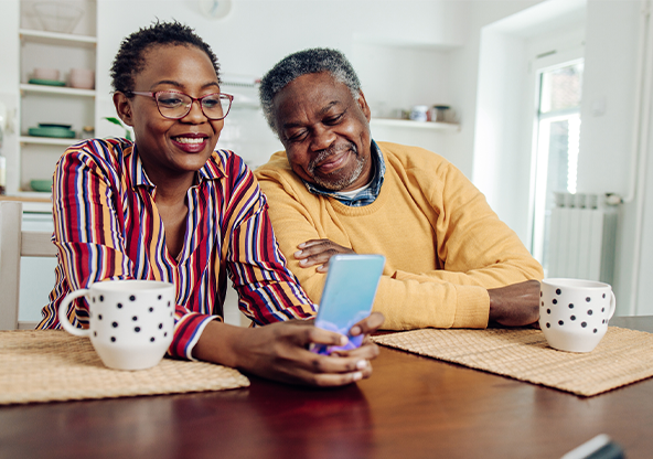 An African-American couple taking a stroke HRA together