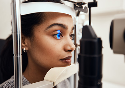 woman receiving an eye exam